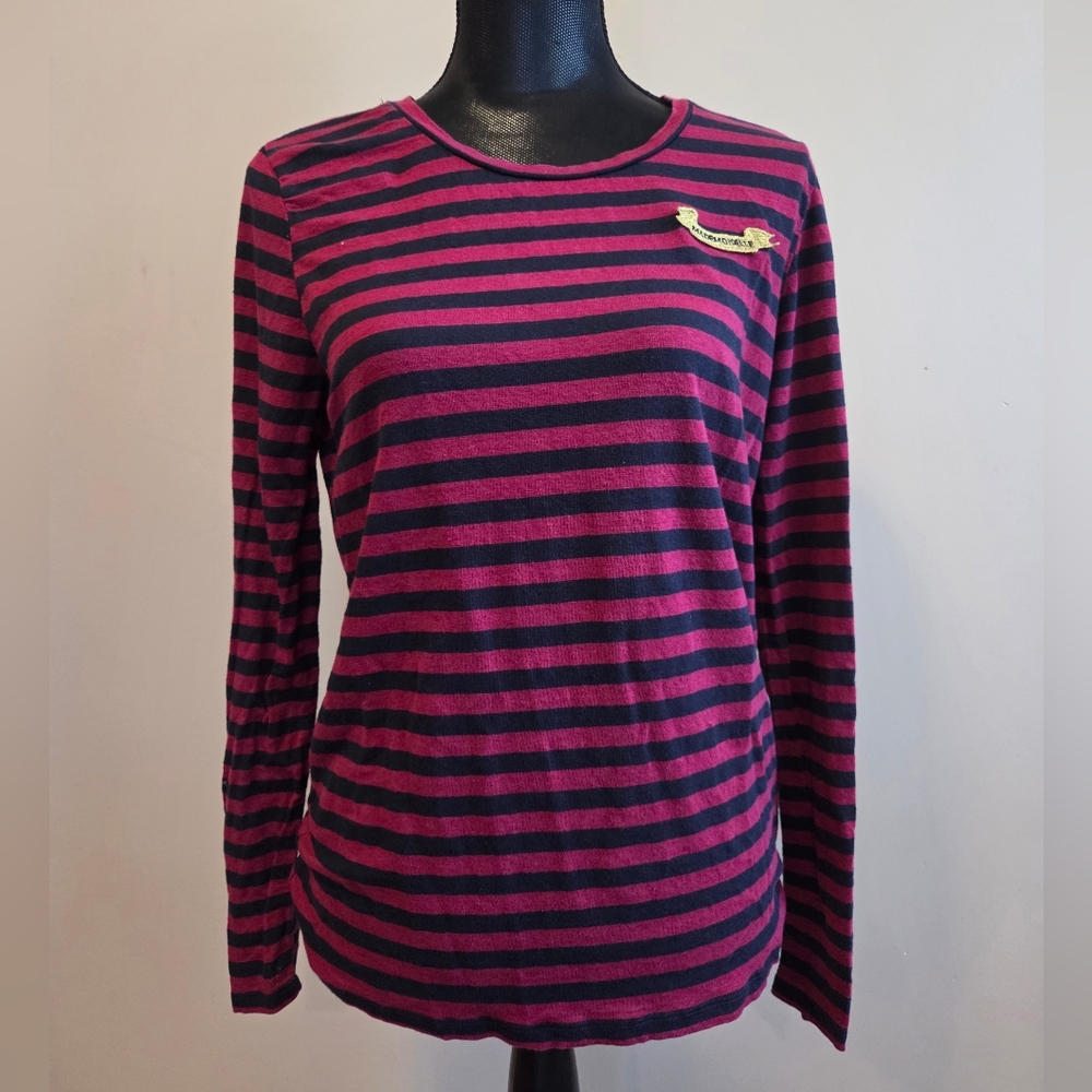 Scotch & Soda Fuchsia and Navy Striped Long Sleeve Top